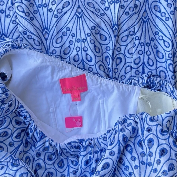 Lilly Pulitzer Sundea One-shoulder Eyelet Shift Dress Size 12 Lace Vacation NWT - Picture 3 of 4